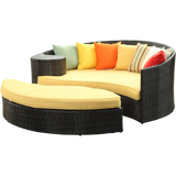 LexMod Quest Circular Outdoor Wicker Rattan Patio Daybed