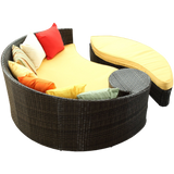 LexMod Quest Circular Outdoor Wicker Rattan Patio Daybed