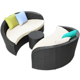 LexMod Twirl Outdoor Wicker Patio 3 Piece Sofa Set