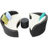 LexMod Twirl Outdoor Wicker Patio 3 Piece Sofa Set