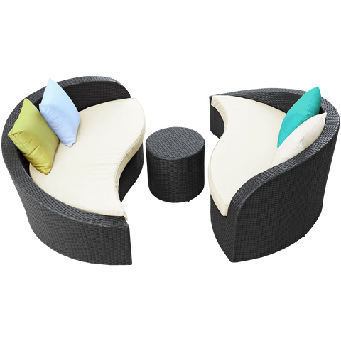 LexMod Twirl Outdoor Wicker Patio 3 Piece Sofa Set