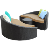 LexMod Twirl Outdoor Wicker Patio 3 Piece Sofa Set