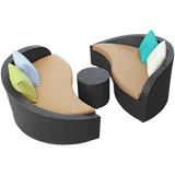 LexMod Twirl Outdoor Wicker Patio 3 Piece Sofa Set