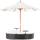 Marbella Espresso Outdoor Patio Double Chaise Lounge Bed with Umbrella