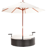 Marbella Espresso Outdoor Patio Double Chaise Lounge Bed with Umbrella