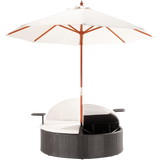 Marbella Espresso Outdoor Patio Double Chaise Lounge Bed with Umbrella