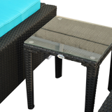 Outsunny 3-Piece Rattan Wicker Patio Chaise Lounge Chair Set with Table