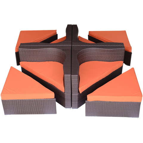 Outsunny 8-Piece Deluxe Outdoor Patio PE Rattan Wicker Sofa Sectional Furniture Set