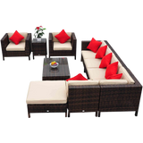 Outsunny 9-Piece Outdoor PE Rattan Wicker Sectional Patio Sofa Chair Set