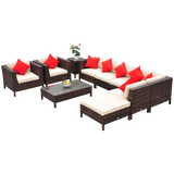Outsunny 9-Piece Outdoor PE Rattan Wicker Sectional Patio Sofa Chair Set