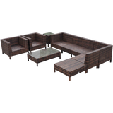 Outsunny 9-Piece Outdoor PE Rattan Wicker Sectional Patio Sofa Chair Set